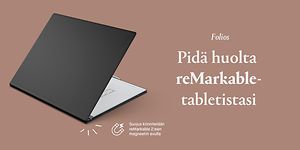 Folio-suojus kiinnitetään reMarkable-tablettiin magneetin avulla.