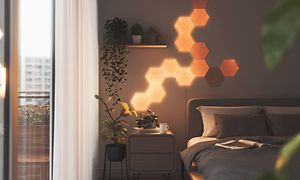 Älykoti - Valaistus - Nanoleaf Wood -valaistus makuuhuoneessa
