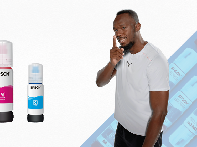 Tulostus - Usain Bolt ja mustepullot