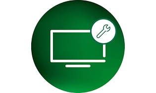 TV:n asennuspalvelun kuvake, jossa valkoisella kuvitettu televisio ja jakoavain vihreällä taustalla
