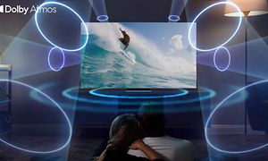 Samsung-TV, jossa on surffaaja ja ääniefektit