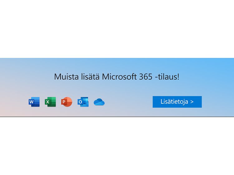 Muista lisätä Microsoft 365 -tilaus -banneri