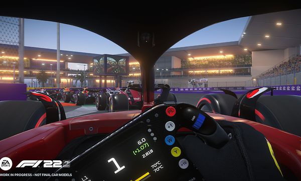 Ferrarin formula-auto ohjaamosta kuvattuna