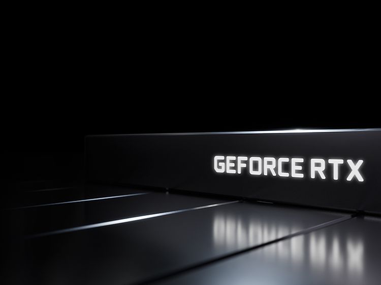 GeForce RTX -näytönohjain mustalla taustalla