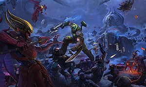 Kuvakaappaus Doom Eternal -pelin taistelukohtauksesta