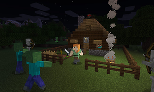 Minecraft - Urban Miner - Minecraft-hahmoja ja miekka