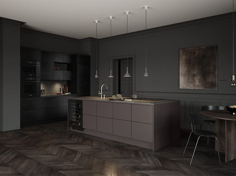 Epoq Trend Umber ja Edge Black Ash -keittiö
