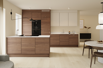 Epoq Edge Walnut & Trend Warm White -keittiö.