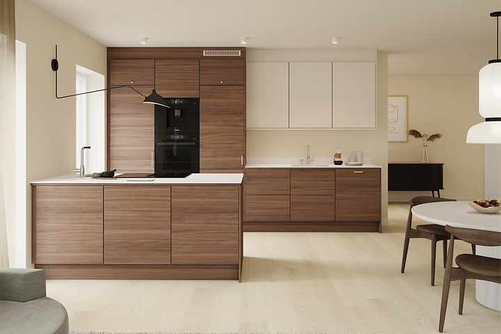 Epoq Edge Walnut & Trend Warm White -keittiö.