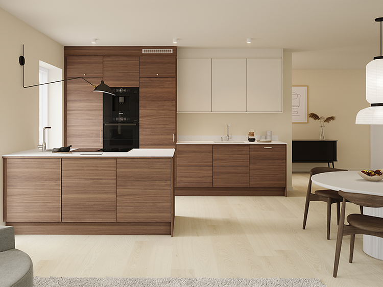 Epoq Edge Walnut & Trend Warm White -keittiö.
