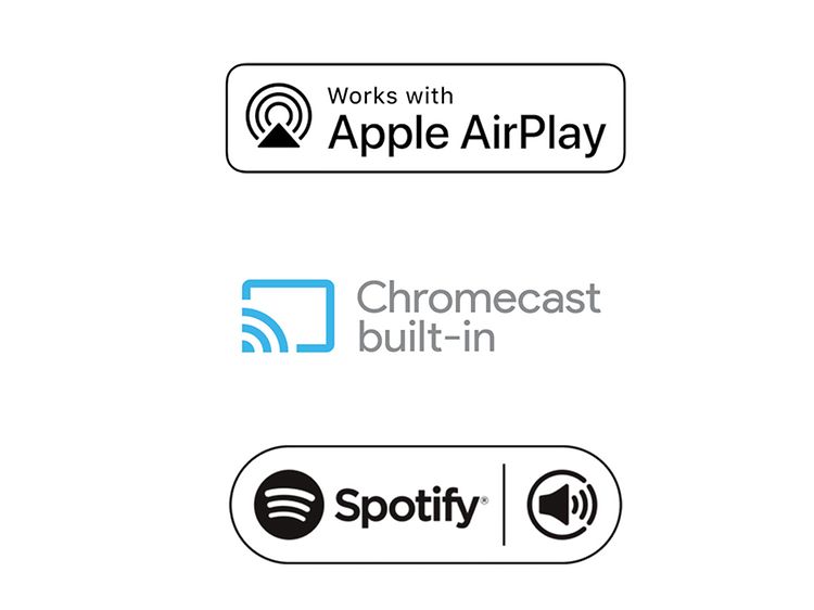 Sony - Kaiuttimet - Airplay-, Google- ja Spotify-logoja