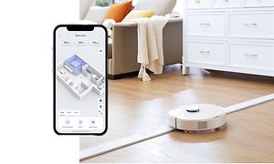 Valkoinen Roborock Q7 Max navigoi olohuoneessa
