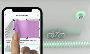 Arlo - Smart home - Mukautetut suojausalueet kuvitettuna ja Arlo-sovellus