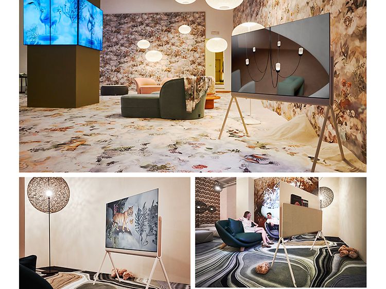 LG TV - Kollaasi Milan Design Week 2022 -tapahtumassa olevista Posé-televisioista