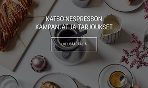 Nespresso-linkki kampanjasivulle sekä tekstiä