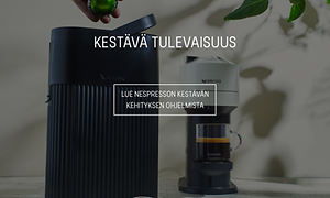 Nespresso-linkki kestävä tulevaisuus -sivulle sekä tekstiä