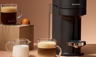Nespresso Vertuo -kahvikone, erilaisia kahvijuomia sekä kahvikapseli