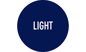 Sininen logo "Light"-tekstillä