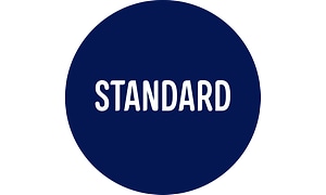 Sininen logo "Standard"-tekstillä