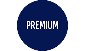 Sininen logo "Premium"-tekstillä
