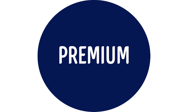 Sininen logo "Premium"-tekstillä