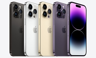 Viisi eri väristä iPhonea rivissä vierekkäin
