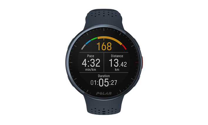 Sininen Polar Pacer Pro edestä kuvattuna