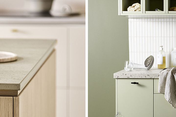 Epoq Edge Natural Oak ja Trend Pistachio -keittiöt