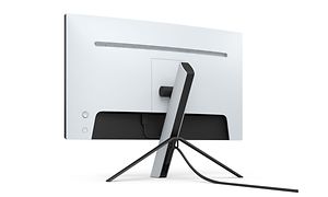 Takaa kuvattu Sony Inzone M3 -näyttö sekä siisti kaapelinhallinta