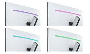 Takaa kuvattu Sony Inzone-näyttö sekä neljä erilaista valaistusvaihtoehtoa 