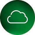 Gigantti Pilvipalvelun logo, jossa valkoisella kuvitettu pilvi vihreän ympyrän keskellä