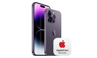 AppleCare Services -logo ja violetti iPhone
