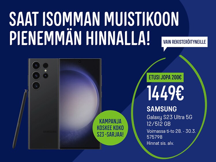 Samsung S23 - säästä 200 euroa
