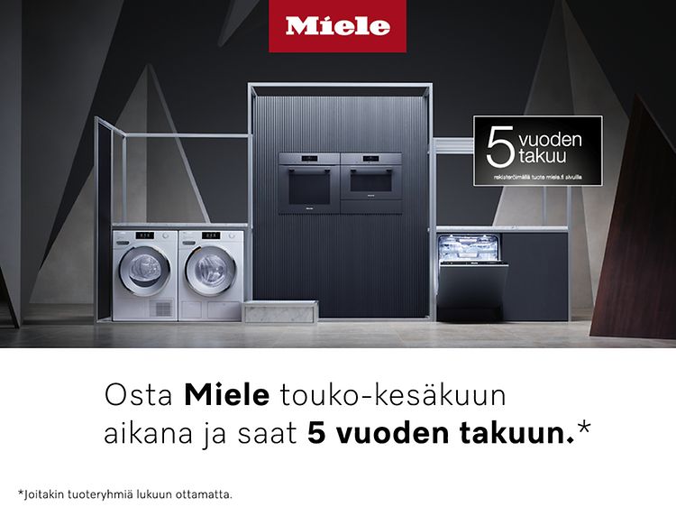 Miele-laatua - Miele 5 vuoden takuu -yläbanneri