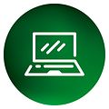 Pyöreä tietokonepalveluiden ikoni, jossa valkoisen kannettavan ääriviivat vihreällä pohjalla