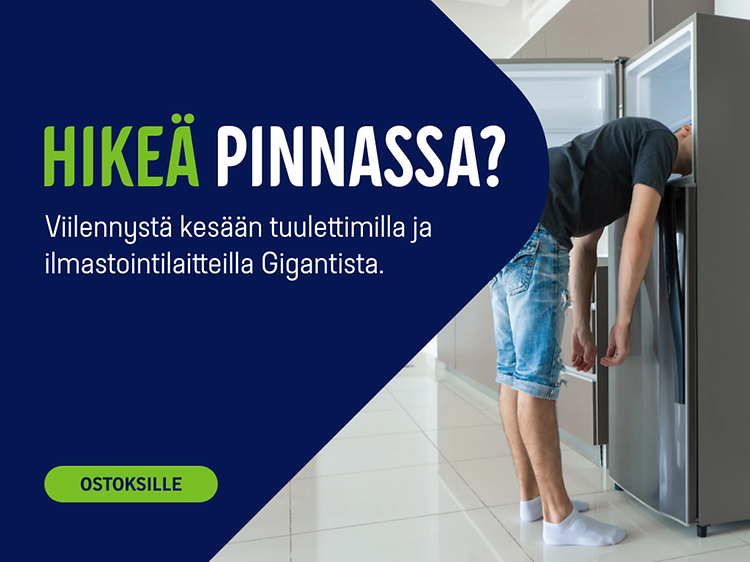 Hikeä pinnassa? Laaja valikoima ilmastointilaitteita ja tuulettimia nyt Gigantista
