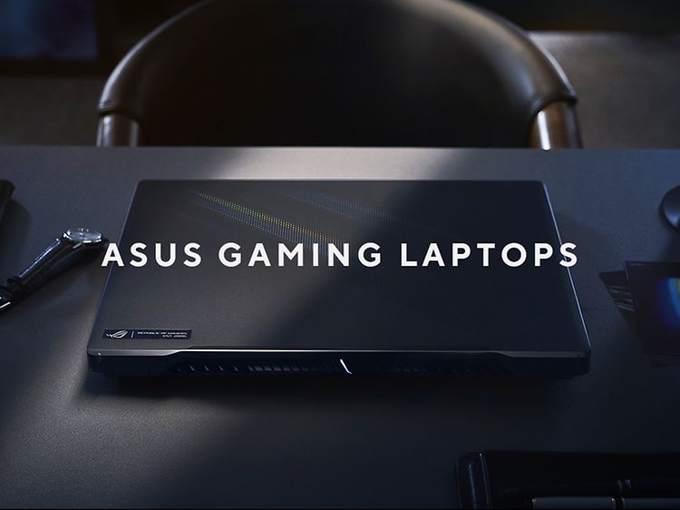 ASUS - Pelikannettavat - ASUS-banneri ja teksti  'Asus gaming laptops'