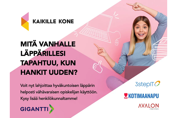 Kaikille kone -kampanja, lahjoita läppärisi opiskelijalle (2)