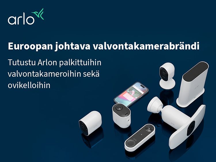 Arlo - Turvallisuus ja valvonta -teemainen brandisivun banneri