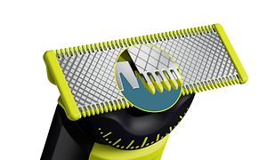 Lähikuva Philips OneBlade Pro 360 -parranajokoneen ajoteristä