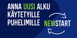 Newstart - Käytetyt puhelimet - Teksti ' Anna uusi alku käytetyille puhelimille'