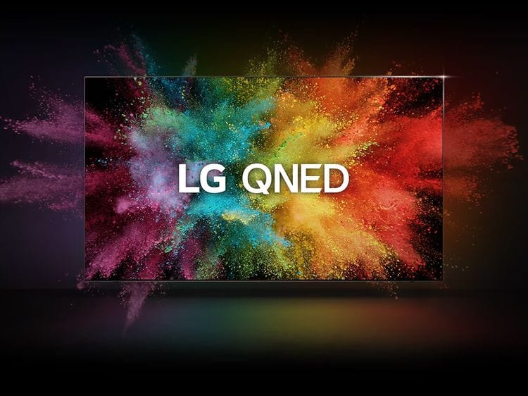 LG QLED-TV jossa kirjava väriläiskä