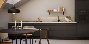 EPOQ - Täydellinen keittiö - Keittiö I-ratkaisulla - Epoq Integra musta - Minimalistinen - Terrazzo-laminaatti