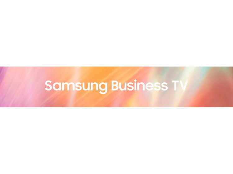 Samsung Business TV teksti värikkäällä taustalla