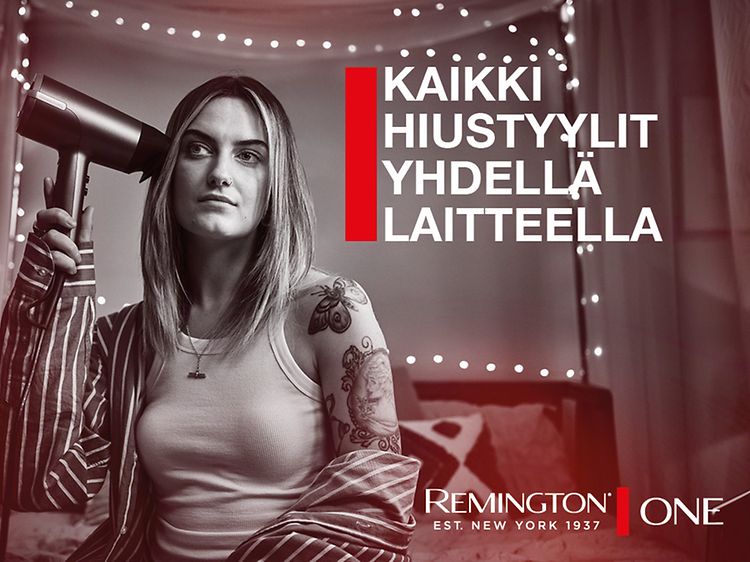SDA - Kauneus, terveys ja hyvinvointi - Remington ONE Dry and Style-hiustenkuivaaja -banneri