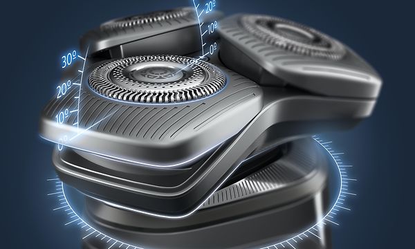 Lähikuva Philips Shaver S8000 -parranajokoneen osista
