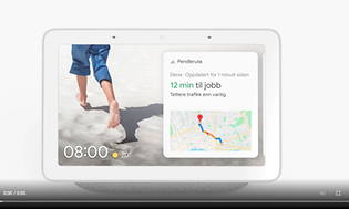 Google Nest Hub Screenshot video with text in Norwegian
