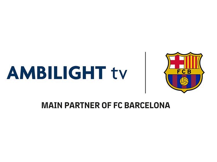 Philips TV - Ambilight TV - FCB-banneri sekä teksti ´Main partner of FC Barcelona´