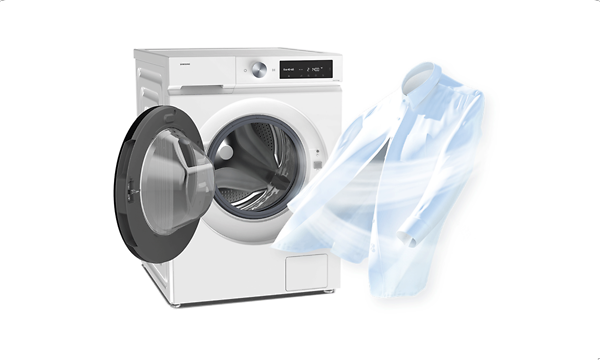 Samsung-pyykinpesukoneen AirWash-ohjelma raikastaa vaatteet lämpimällä ilmalla