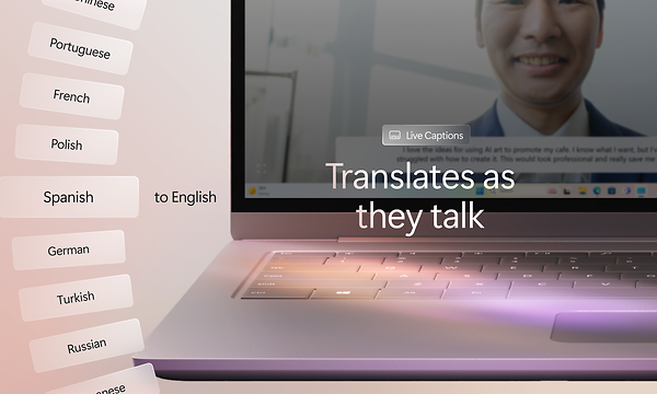 Microsoft - Ota yhteyttä Live Captionsin avulla - Teksti ´Translate as they talk´